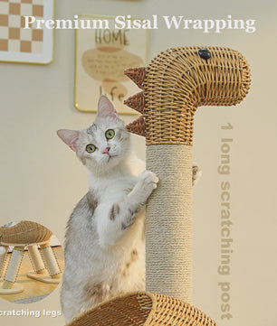 Dino Kattenkrabpaal met Mand en Sisalpaal - Rattan Design