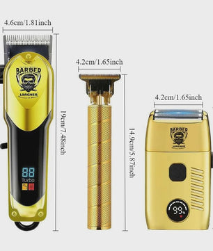 LARGNER 3-in-1 Professionele Barbershop Set: Trimmer, Scheerapparaat & Opzetkammen