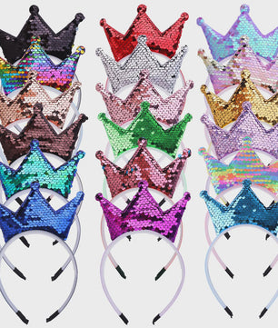 Crown Headband Sequins Hair Bands Women Girls Hair Accessories for Birthday Party Favors Hair Decoration Supplies