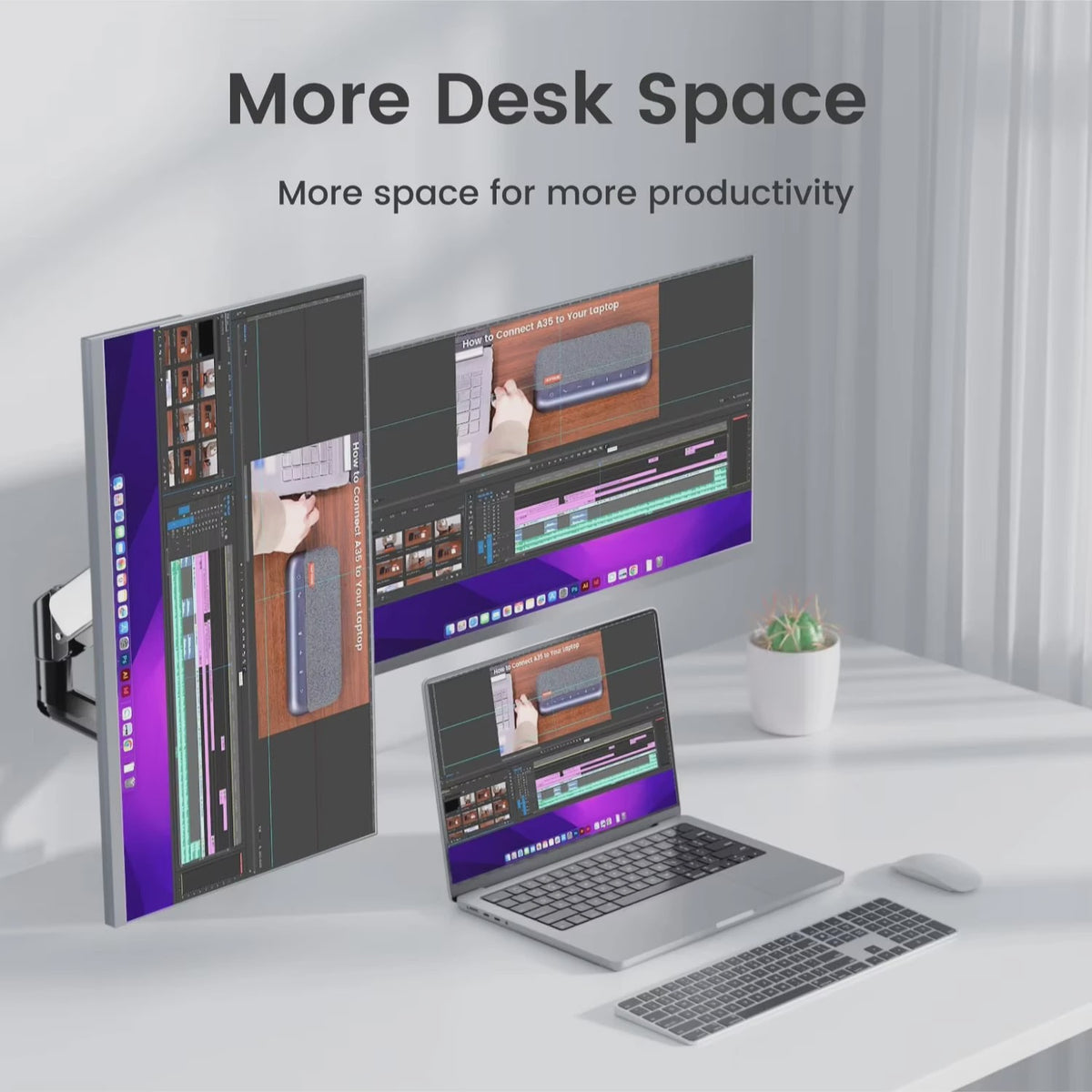 NearHub MS-002 Dubbele Monitor Arm met Klem- en Grommetbevestiging - Ergonomisch & Flexibel