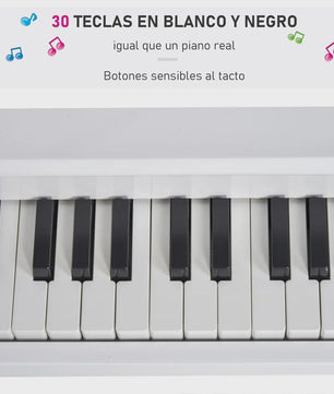 Homcom Grand Piano with Stand Stool Wooden Musical Toy 52X50X49 cm