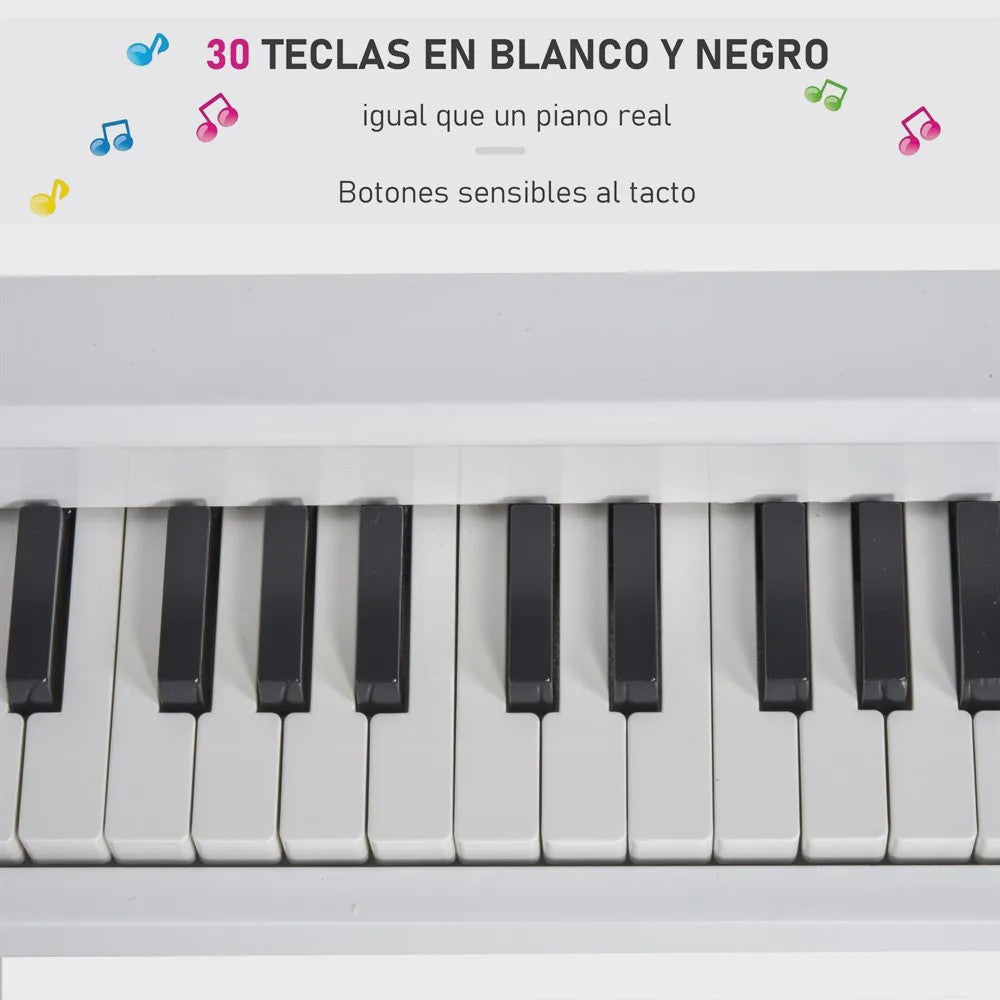 Homcom Grand Piano with Stand Stool Wooden Musical Toy 52X50X49 cm