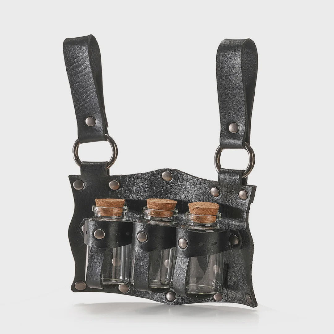 Middeleeuwse Riem Set met Magische Flesjes en Buidel - Halloween Kostuum Prop