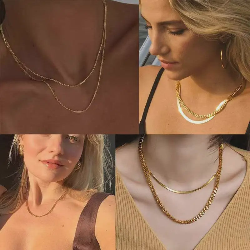Vnox Gouden Kubaanse Ketting - Roestvrij Staal Unisex Halsketting