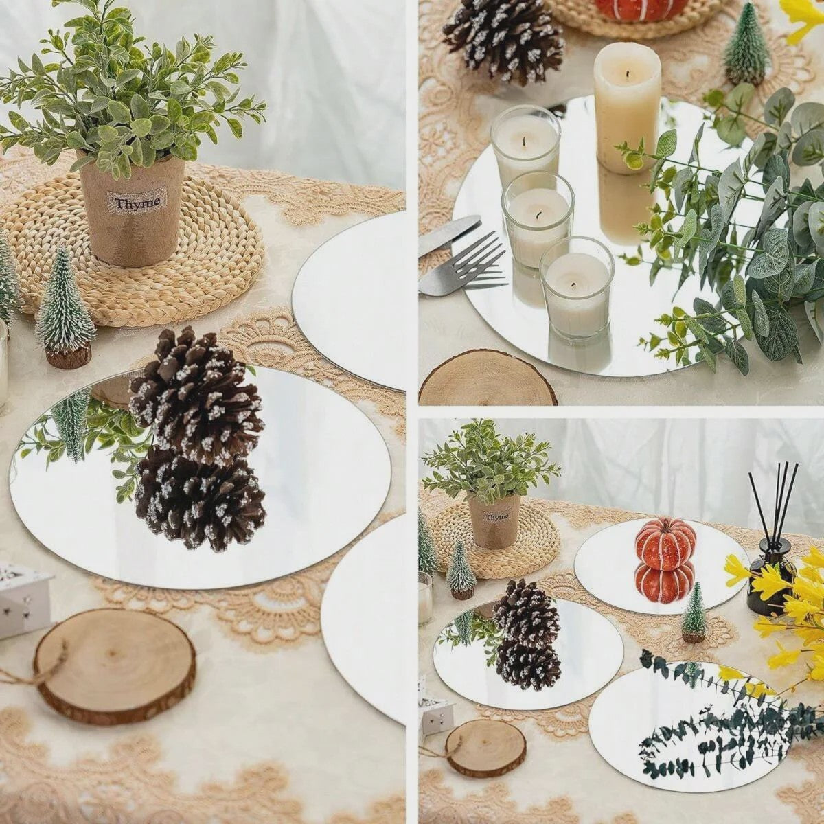 Set van 6 Ronde Acryl Spiegel Schijven - Decoratieve Tafel & Wanddecoratie