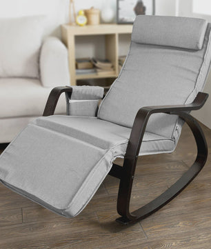 Verstelbare Schommelstoel met Voetensteun en Zijvak - Comfortabele Relaxfauteuil