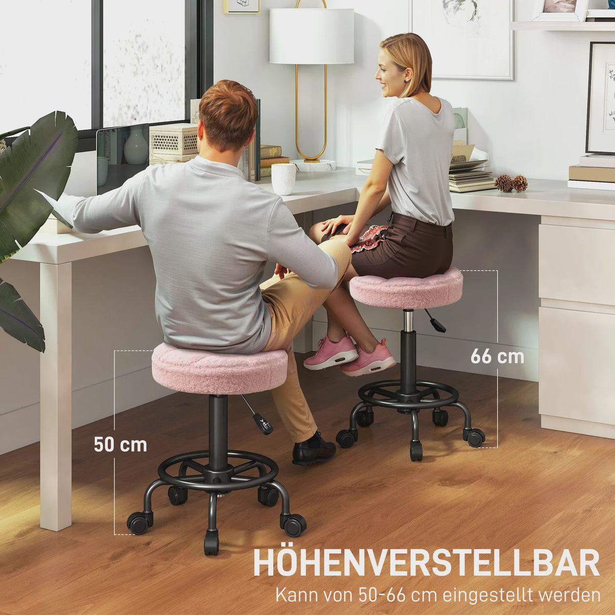 Comfortabele, In Hoogte Verstelbare Draaibare Werkstoel op Wielen (55-66 cm)