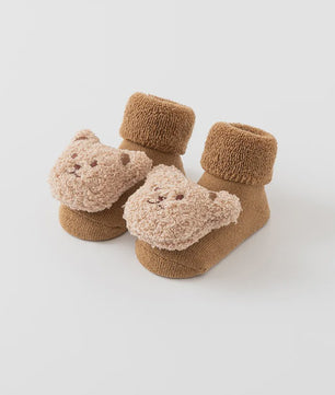 Schattige Babysokjes met Beer - Zacht Katoen, Anti-slip & Warm voor Jongens en Meisjes