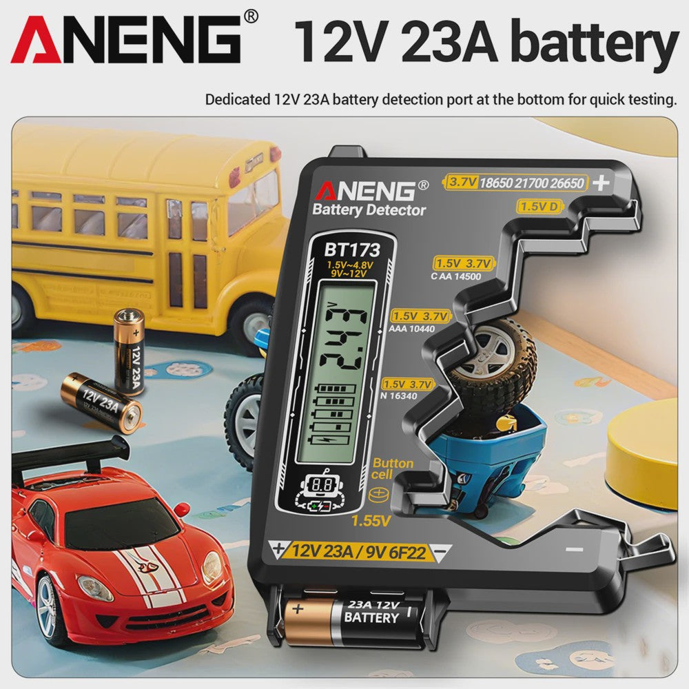 Universele Batterij Tester ANENG BT173 - Digitale Batterij Detector voor AA, AAA, C, D, 9V en Knoopcel Batterijen