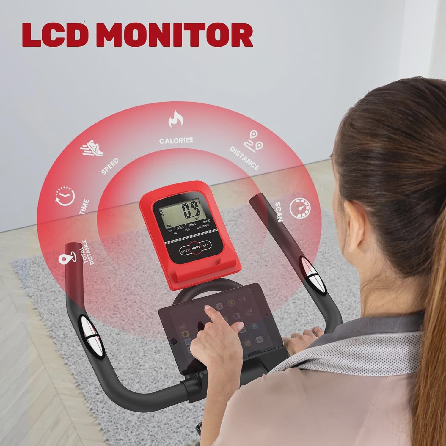 Stationaire Hometrainer met Magneetrem & 10kg Vliegwiel - LCD Display