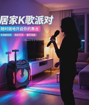 Draagbare Karaoke Bluetooth Speaker met LED, Draadloze Microfoon & Afstandsbediening - Perfect voor Outdoor Feesten