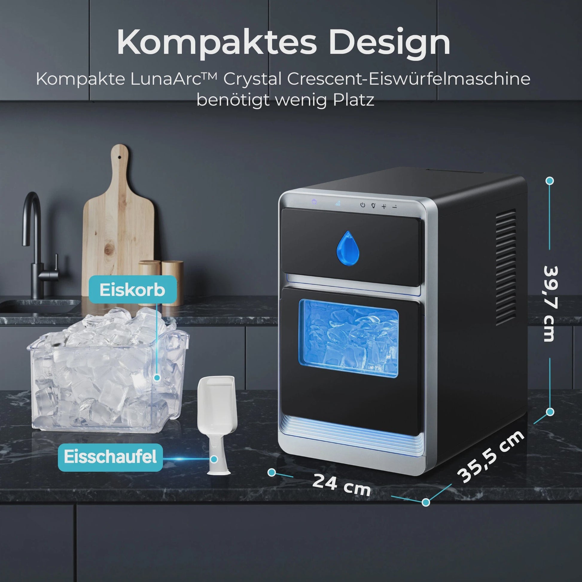 Automatische IJsmachine aanrecht - Crescent Vormige IJsblokjes - Snel & Efficiënt