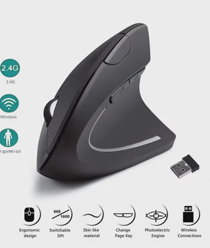 Ergonomische Verticale Draadloze Muis - Oplaadbaar, 2.4Ghz & Bluetooth, Instelbare DPI