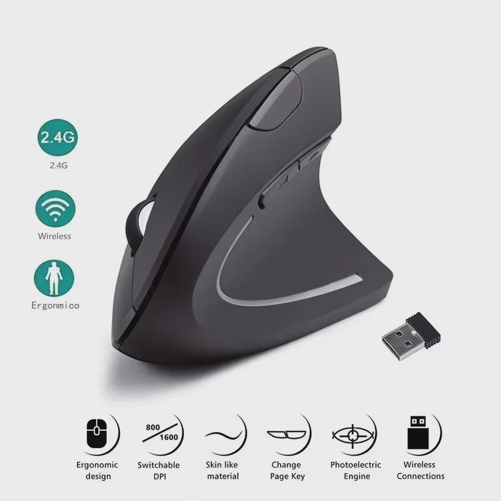 Ergonomische Verticale Draadloze Muis - Oplaadbaar, 2.4Ghz & Bluetooth, Instelbare DPI