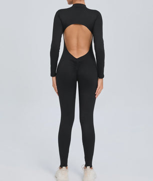 Dames Sport Jumpsuit met Lange Mouwen - Fitness & Gym Kleding - Zomer Sexy Stijl - Blauw