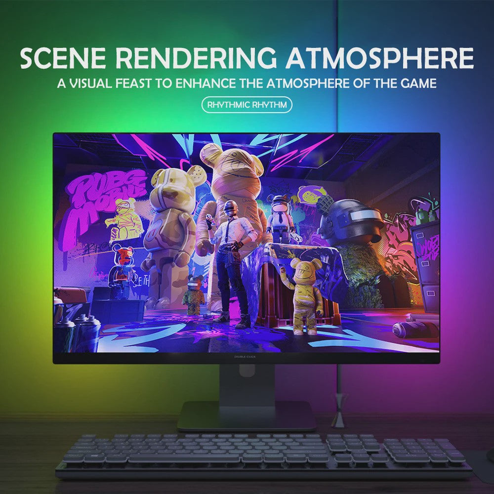 RGB Gaming Monitor Achtergrondverlichting - Synchroniseer met PC, App & Muziek voor Ultieme Sfeer