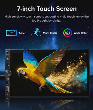 AINAVI K60 7-Inch Universele Autoradio met Draadloze CarPlay & Android Auto, Bluetooth, USB-C