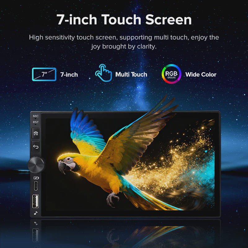 AINAVI K60 7-Inch Universele Autoradio met Draadloze CarPlay & Android Auto, Bluetooth, USB-C