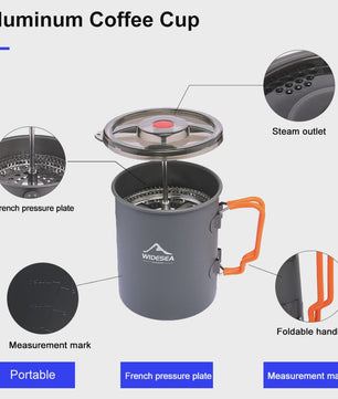 Widesea Camping Koffiepot met French Press - Outdoor Mok & Kookgerei voor Hiking