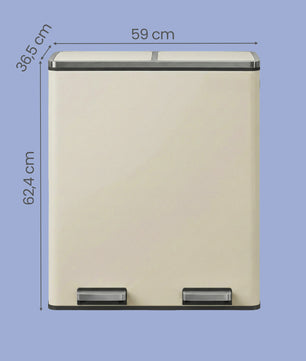 Songmics Dubbele Pedaalemmer 2x30L - Metalen Afvalbak met 2 Compartimenten