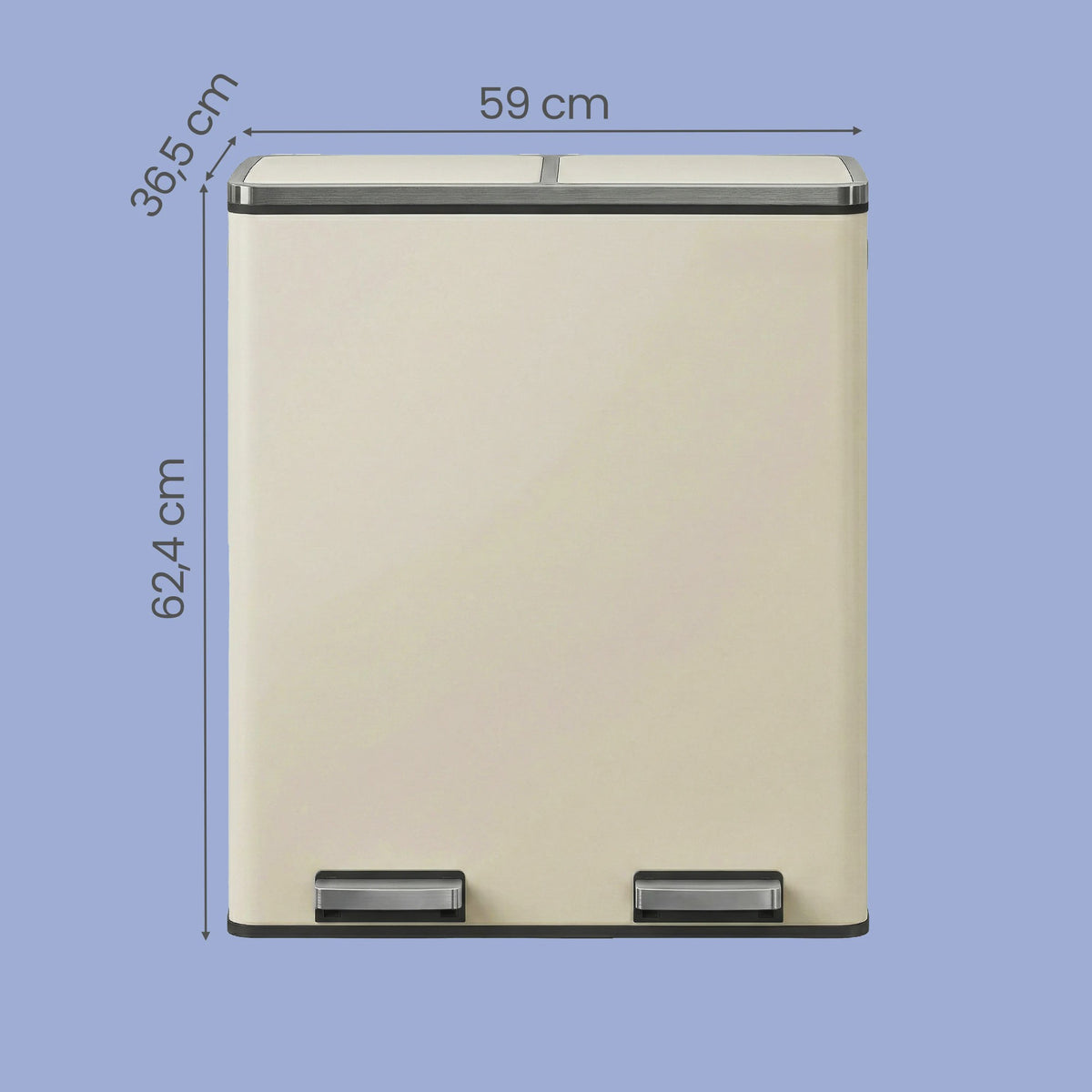 Songmics Dubbele Pedaalemmer 2x30L - Metalen Afvalbak met 2 Compartimenten