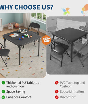 Opvouwbare Kinder Speel- en Studietafel met 2 Stoelen - Zwart