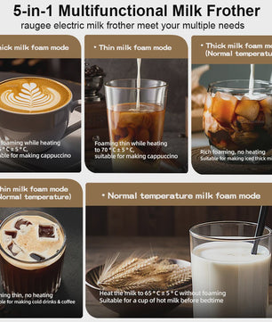 5-in-1 Automatische Melkopschuimer: Warm & Koud Schuim voor Latte, Cappuccino & meer