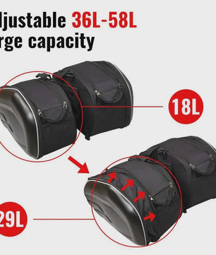 Waterdichte Motor Zadeltassen 36-58L - Zwarte Motorfiets Bagage Tassen voor Scooter & Motor