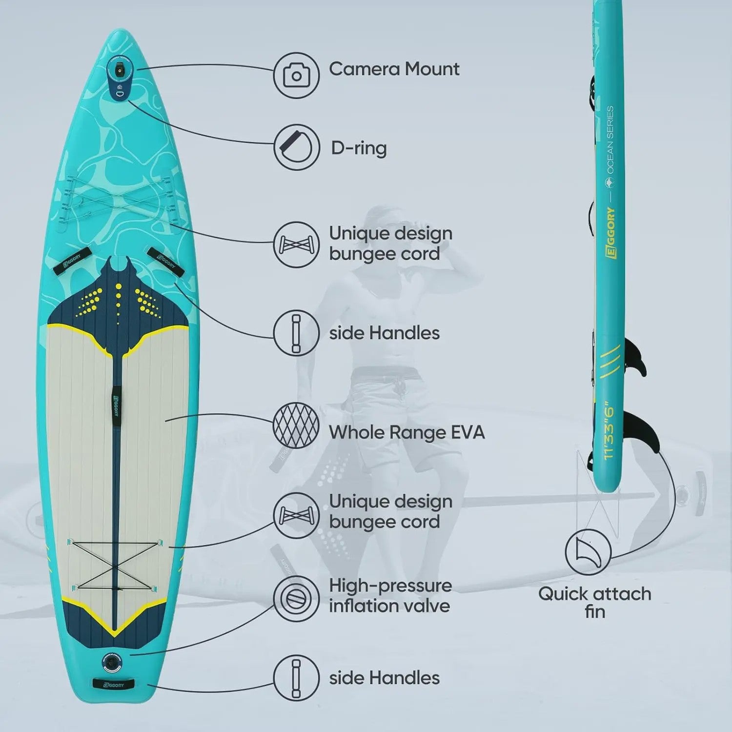 Opblaasbaar Stand Up Paddle Board (SUP) 10'11'' - 33'' Breed - 180kg Capaciteit - Complete Set voor Beginners