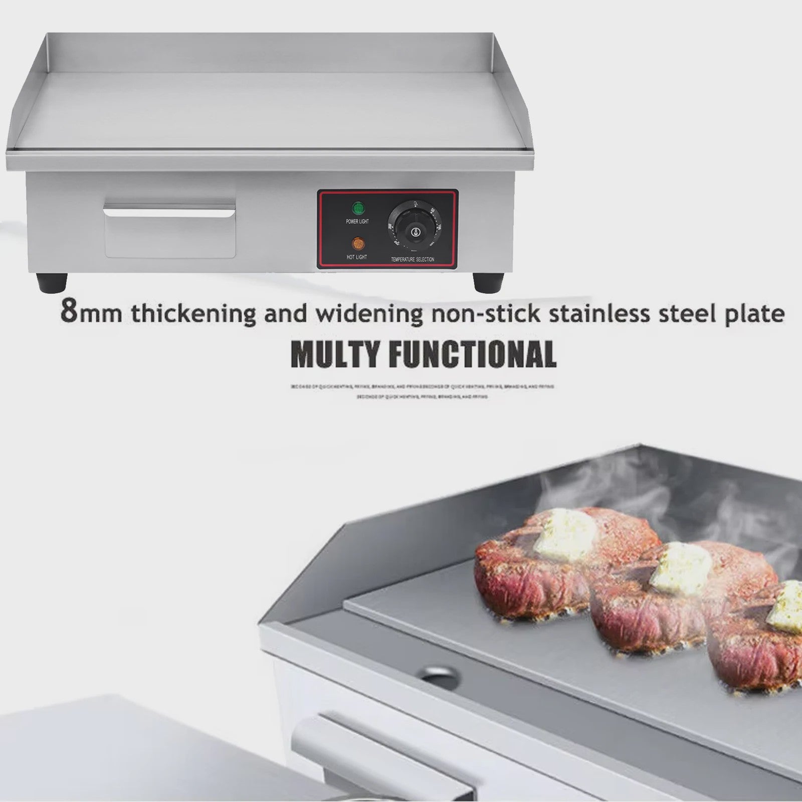 3000W Elektrische Bakplaat - RVS Grillplaat met Lade voor Buiten Koken