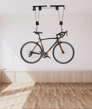 Zwarte Fietslift met Plafondmontage - Fietsopslag tot 60kg