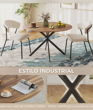 Ronde Eettafel Eikenlook - Ø120x75 cm - Geschikt voor 4 Personen