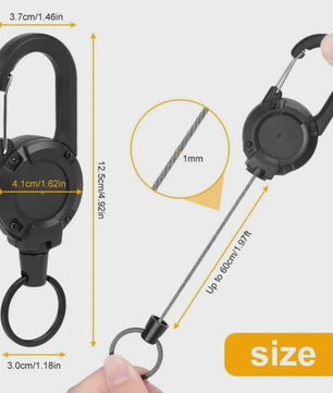 Robuuste Intrekbare Sleutelhanger met Karabijnhaak - Ideaal voor ID-badges, Sleutels & Outdoor