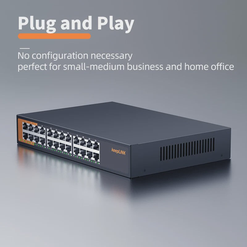 KeepLiNK 24-Poorts Gigabit Unmanaged Netwerk Switch - Plug & Play