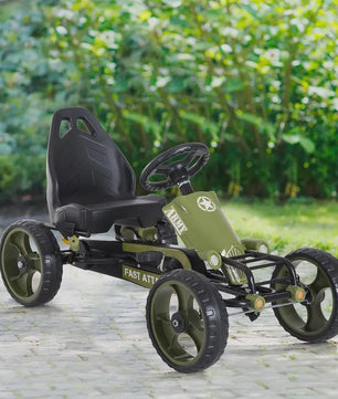 Traptrekker Go Kart Groen - Verstelbare Stoel & Handrem - Leeftijd 3-6 Jaar