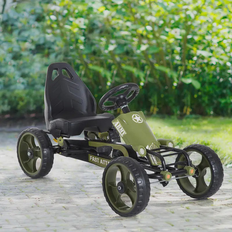 Traptrekker Go Kart Groen - Verstelbare Stoel & Handrem - Leeftijd 3-6 Jaar