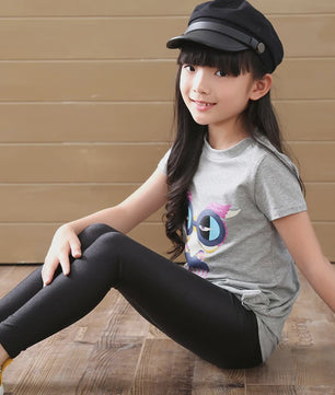 2-14 Years Girls Skinny Long Pants Shiny Black White Pink Children Bottoms Leggings Kids Elastic Trousers All-matches Leggings