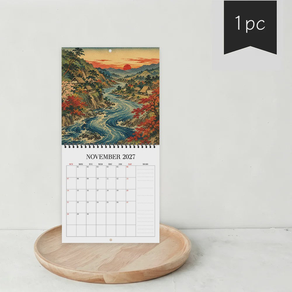 2027 Kalender: Japanse Ukiyo-e Kunst & Maandelijkse Planner - Perfect Cadeau