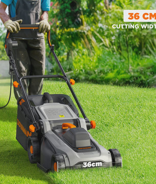 DOVAMAN Elektrische Grasmaaier 1500W - 36cm Maaibreedte, 40L Opvangbak, Mulchfunctie