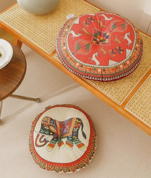 Bohemian Rond Kussen - Katoen & Linnen - Decoratief Vloer- of Stoelkussen