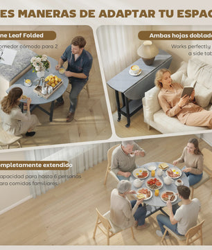 Homcom Klapbare Eettafel met Open Plank - Cementgrijs - Verrijdbaar