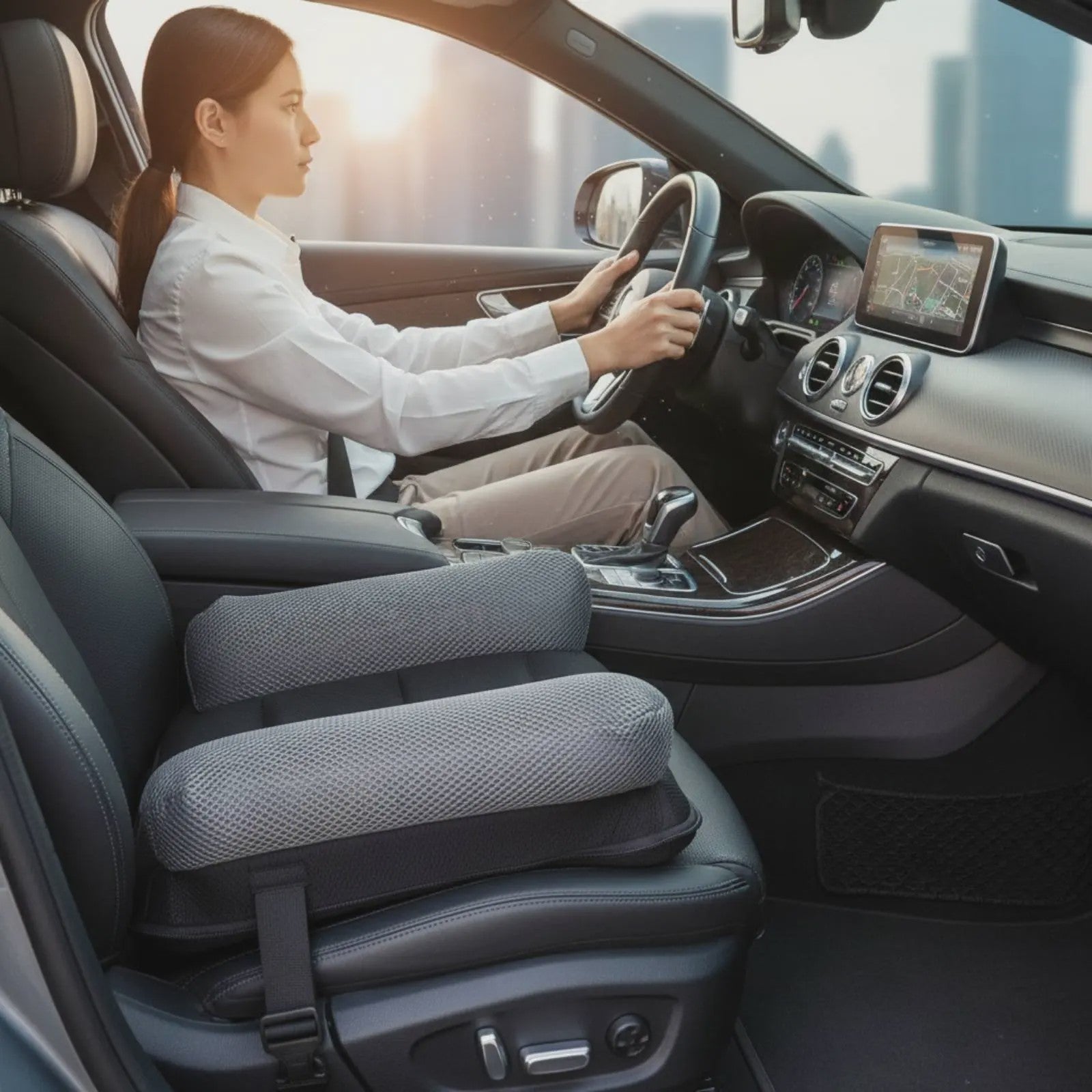 Opblaasbare Booster Stoel - Verstelbaar Comfort voor Auto, Kantoor & Reizen