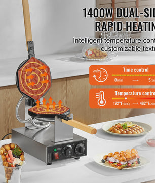 Professionele Bubble Wafelmaker 1400W - Anti-aanbak, RVS, 180° Draaibaar