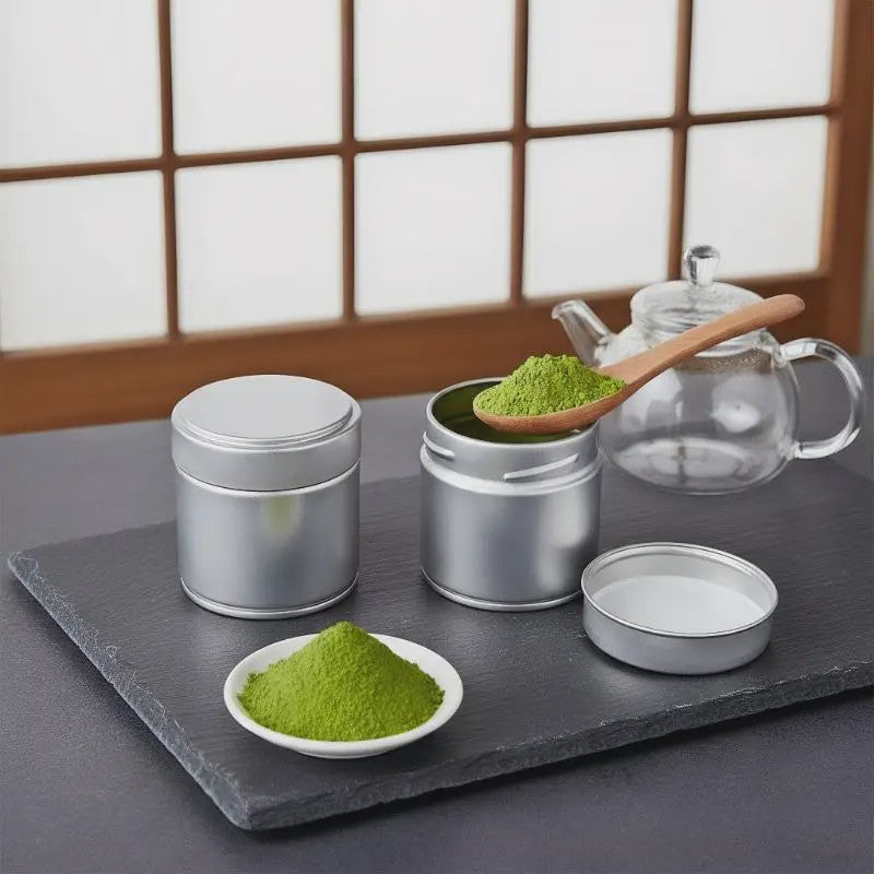Mini Matcha Poeder Blikje - Dik Tinplate - Afsluitbare Opslagpot voor Thee & Kruiden