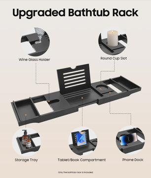 Verstelbare Badkuip Tray met Wijnglas & Tablet Houder - Luxe Bad Accessoire Organizer