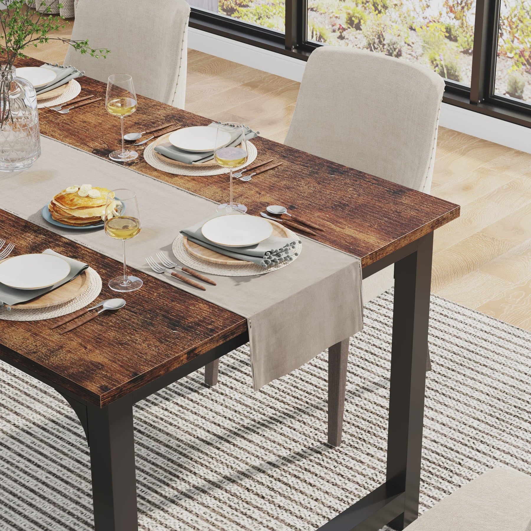Industriële Eettafel 6-8 Personen - 160x80 cm - Rustiek Hout & Metaal