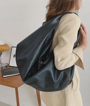 Luxe Grote Zwarte Hobo Schoudertas van Zacht PU Leer - Stijlvolle Dames Shopper en Reistote