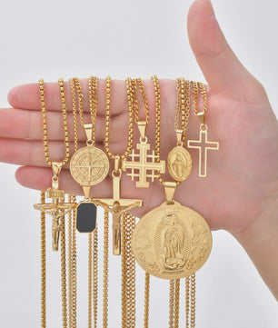 Stijlvolle Gouden Heren Ketting met Kruis Hanger - Roestvrij Staal, Vintage Mode Sieraden