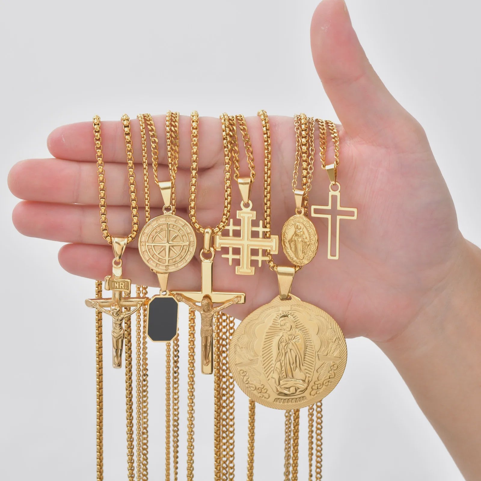 Stijlvolle Gouden Heren Ketting met Kruis Hanger - Roestvrij Staal, Vintage Mode Sieraden