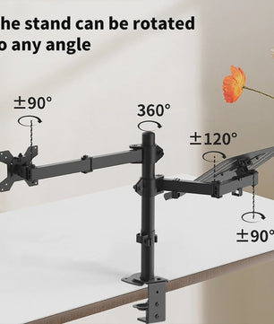 Ergonomische Monitor & Laptop Bureau Mount - Dubbele Arm met 360° Rotatie